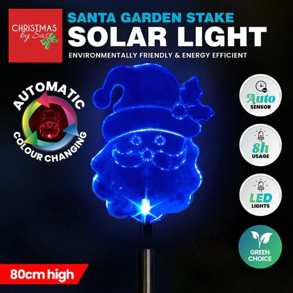 Garden Stake Santa Solar Power LED Light - 80cm - Image 2