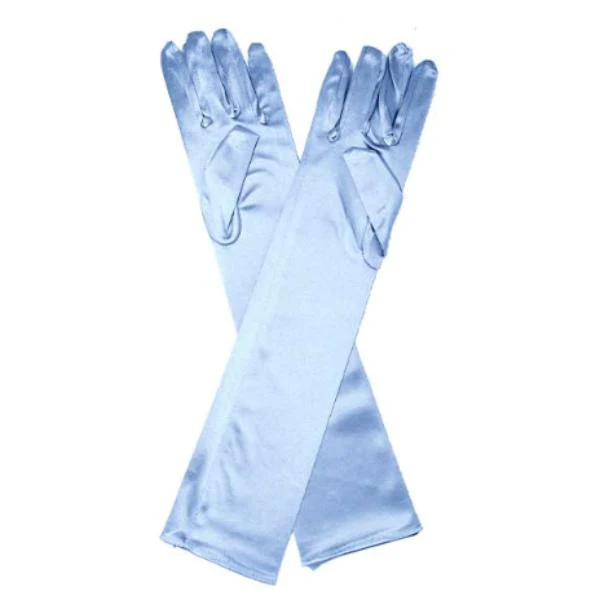 Light Blue Satin Long Gloves - 43cm