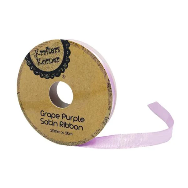 Grape Purple Satin Ribbon - 1cm x 10m