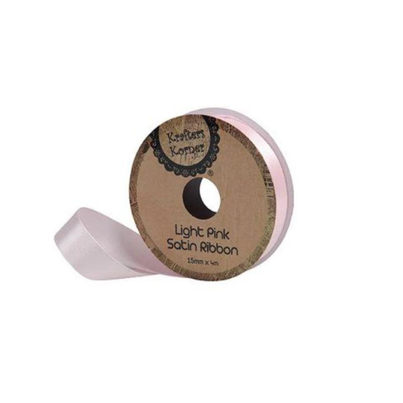 Satin Light Pink Ribbon - 15mm x 4m