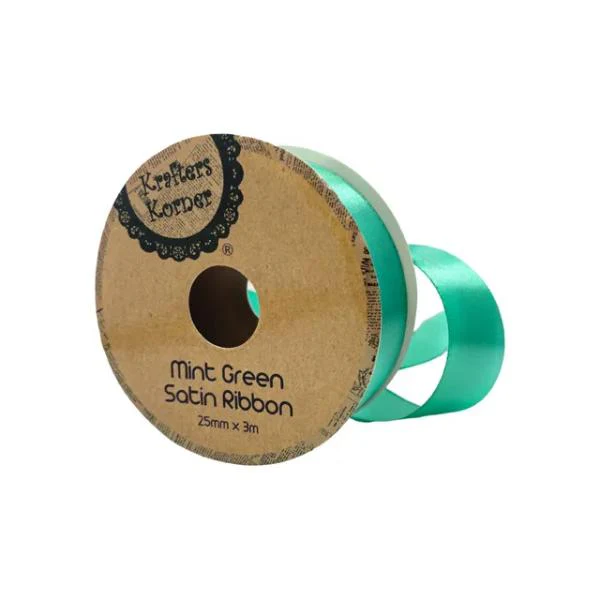 Mint Green Satin Ribbon - 2.5cm x 300cm