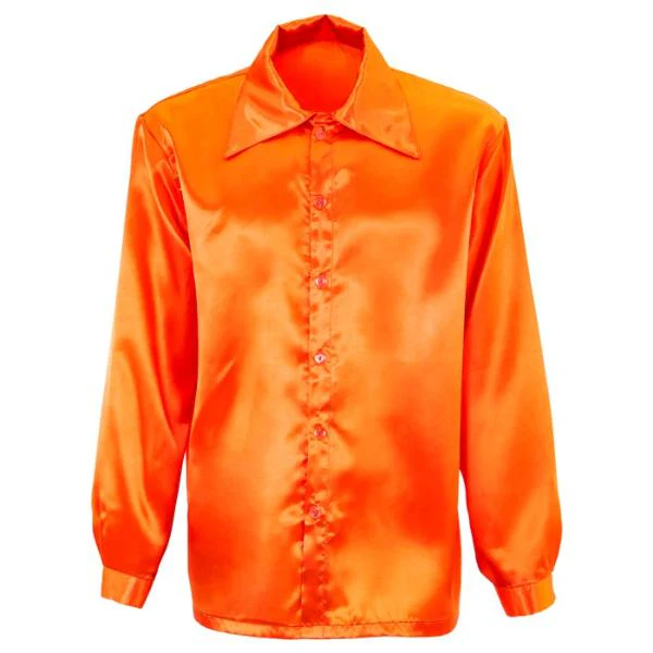 Satin Orange 70s Disco Shirt - Medium - Image 2