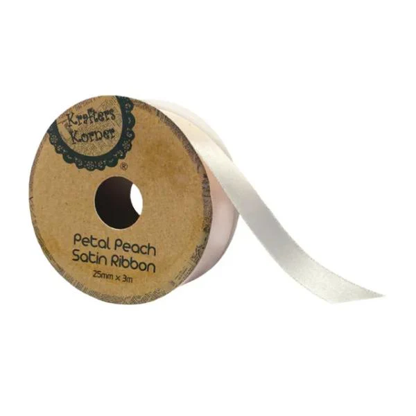 Petal Peach Satin Ribbon - 2.5cm x 300cm