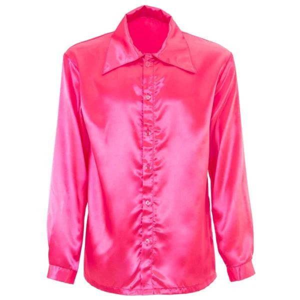 Satin Pink 70s Disco Shirt - Medium - Image 2