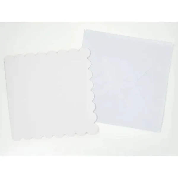 10 Pack DIY White Scalloped Edge Folded Cards - 15cm - Image 2