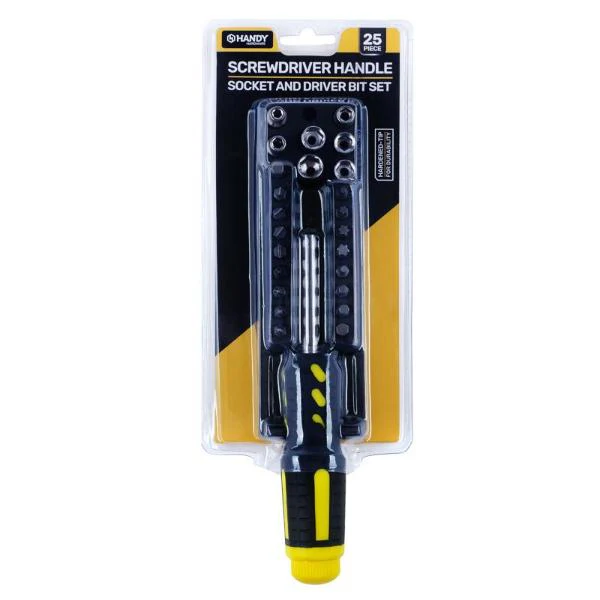 25 Pack Screwdriver Handle With Socket & Driver Bit Set