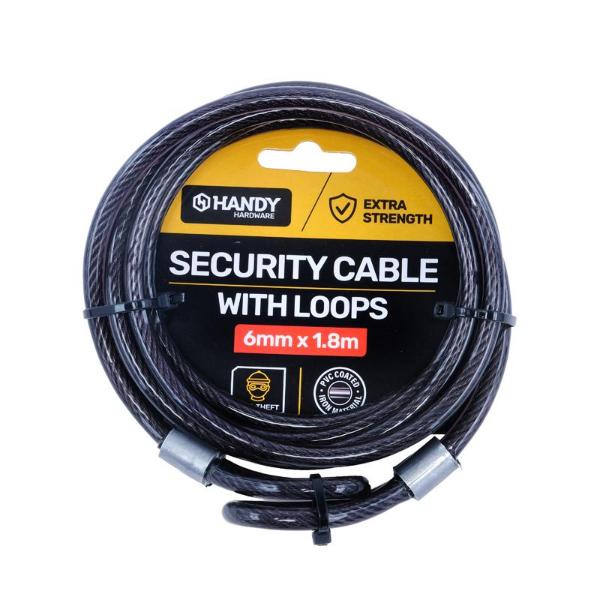 Black PVC Security Cable - 180cm x 0.6cm