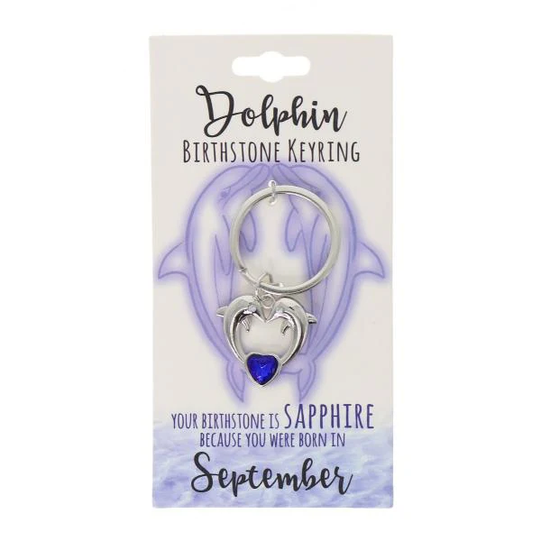 September Dolphin Birthstone Keyring