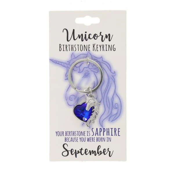 September Unicorn Birthstone Keyring