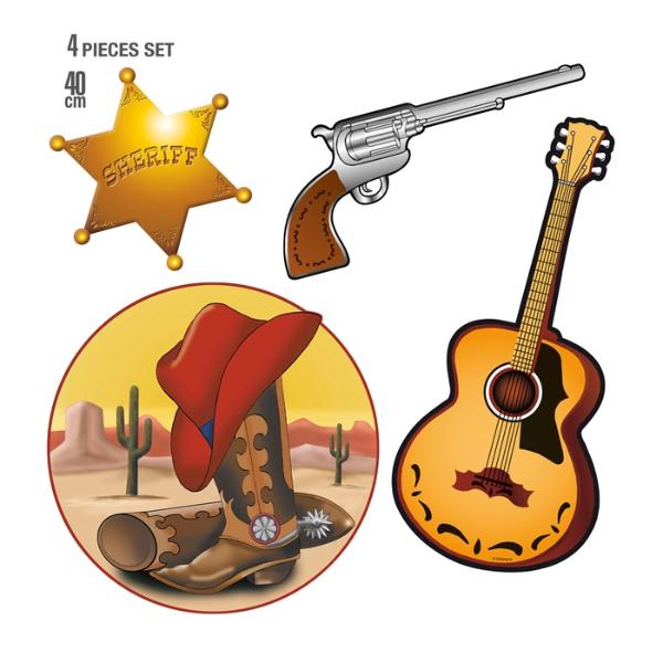 4 Pack Western Decorations - 40cm