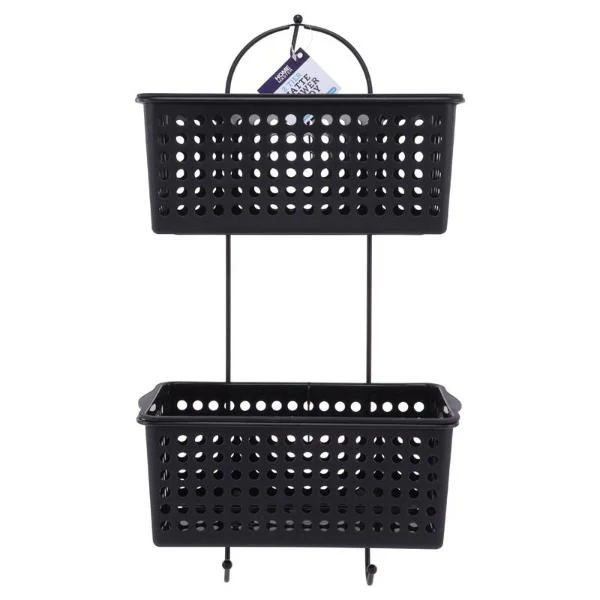 Black 2 Shower Caddy Basket - 30cm x 13.5cm x 12.5cm