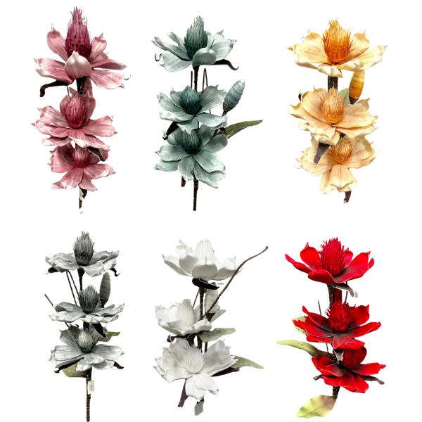 3 Bud Silicon Flowers - 70cm