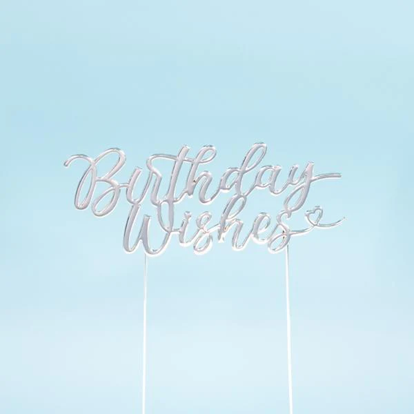 Silver Metal Birthday Wishes Cake Topper - Image 4