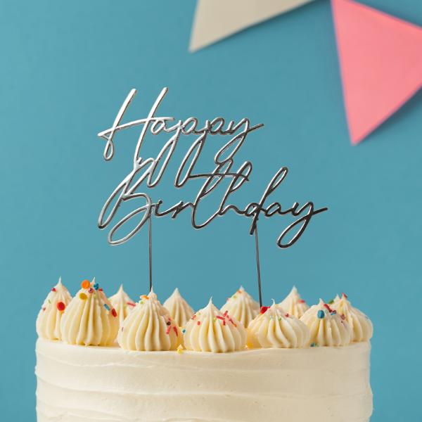 Silver Metal Birthday Cake Topper - Image 2