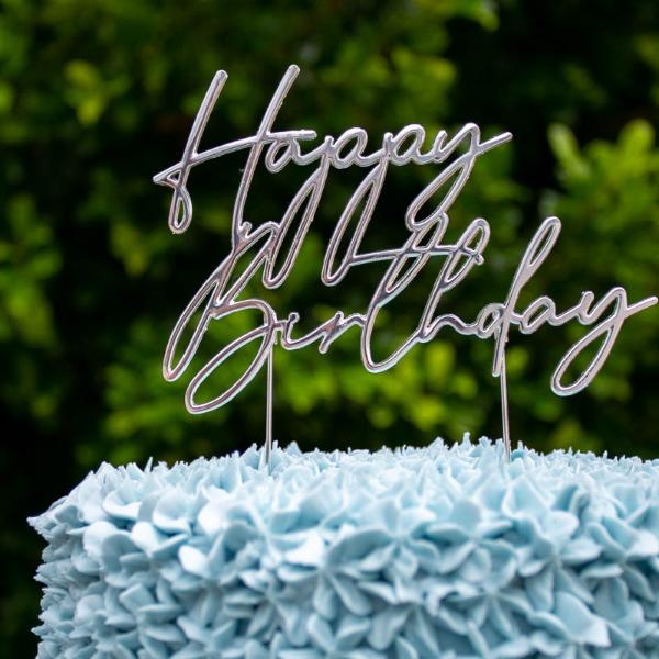 Silver Metal Birthday Cake Topper - Image 3