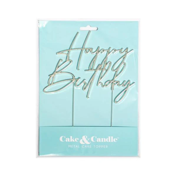 Silver Metal Birthday Cake Topper