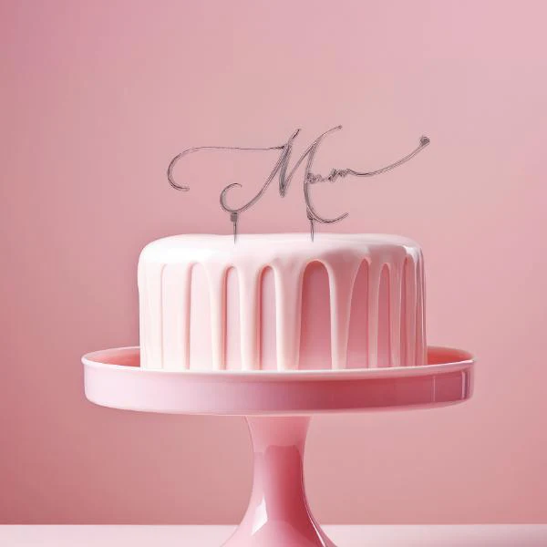 Silver Plated Mum Cake Topper