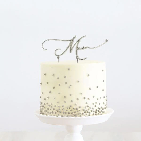 Silver Plated Mum Cake Topper - Image 4