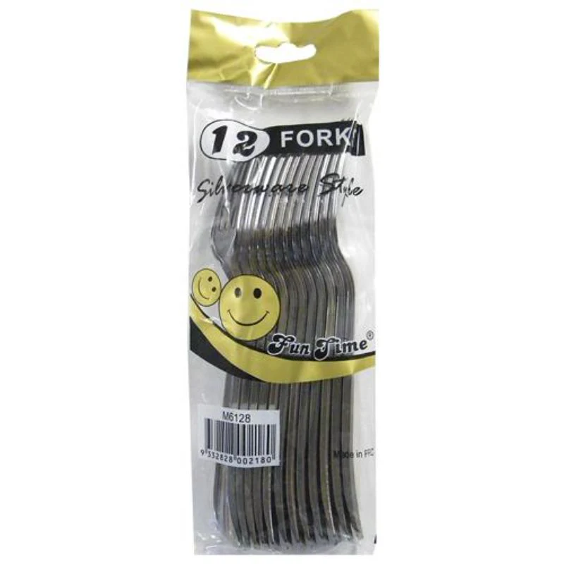 12 Pack Silver Disposable Plated Forks