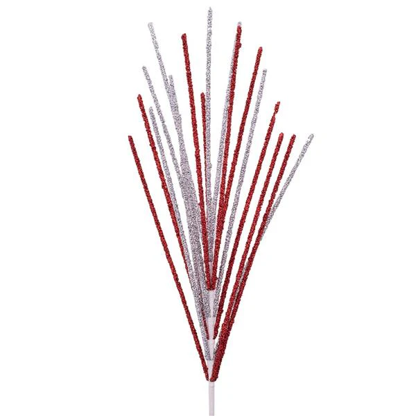 Silver & Red Glitter Spray - 69cm