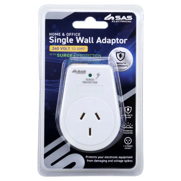 White 240V 10A Max Load 2400W Single Wall Adaptor