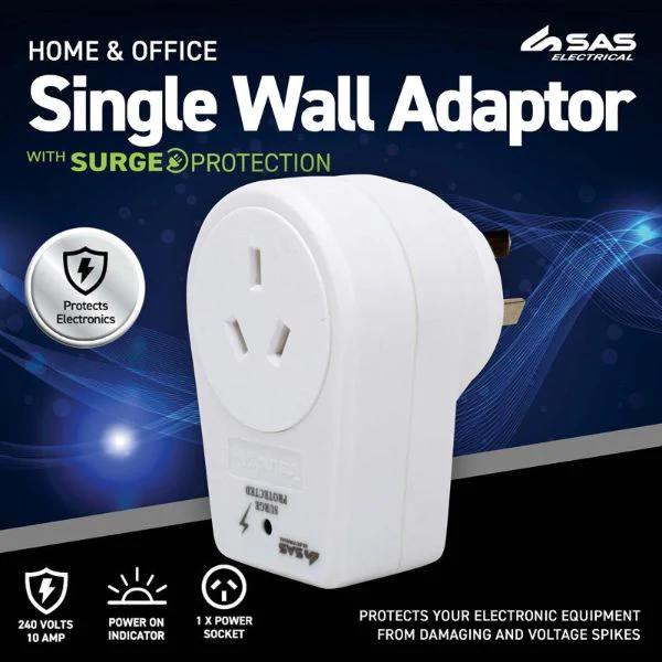 White 240V 10A Max Load 2400W Single Wall Adaptor - Image 2
