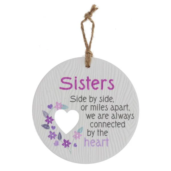 Ceramic Piece Of My Heart Sister Hanging Plaque