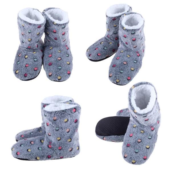Womens Sherpa Lined Polka Dots Boots Slippers - Image 4