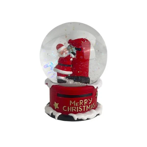 Snowglobe w/Santa/Letterbox 8x10cm Poly