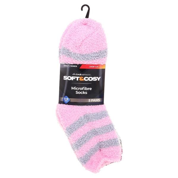 5 Pack Microfibre Womens Stripes Socks - Image 4