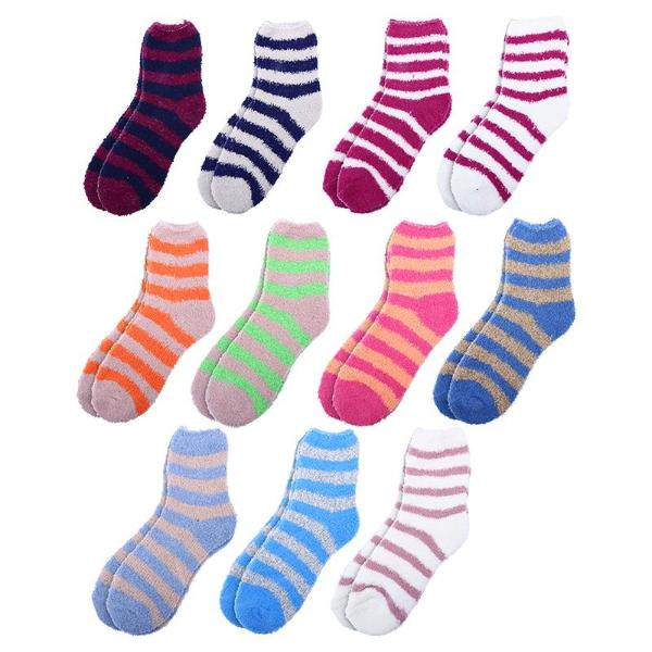 12 Pack Womens Stripes Microfibre Socks - Image 2