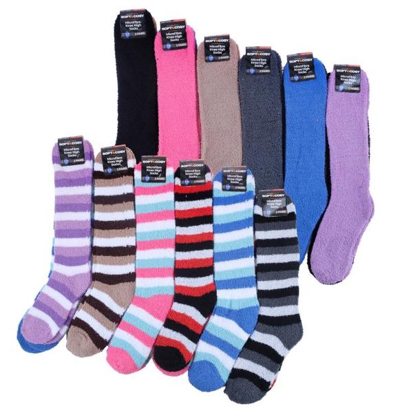 2 Pack Women Microfibre Knee High Socks - 52cm