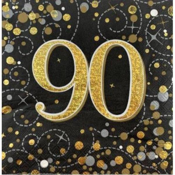 Black & Gold Sparkling Fizz 90 Napkin - 33cm