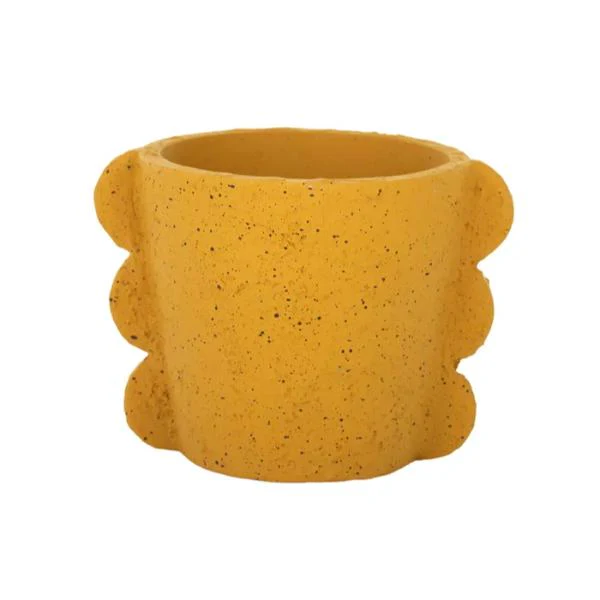 Mustard Splayed Cement Pot - 17.5cm x 13cm