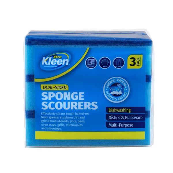 3 Pack Sponge With Top Scourer - 12.5cm x 8.3cm x 3.5cm - Image 2