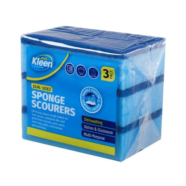 3 Pack Sponge With Top Scourer - 12.5cm x 8.3cm x 3.5cm - Image 4