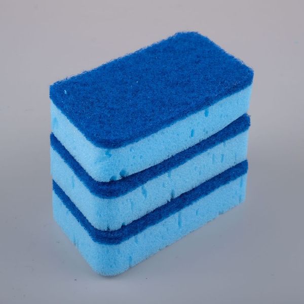 3 Pack Sponge With Top Scourer - 11.5cm x 7cm x 2.5cm - Image 2
