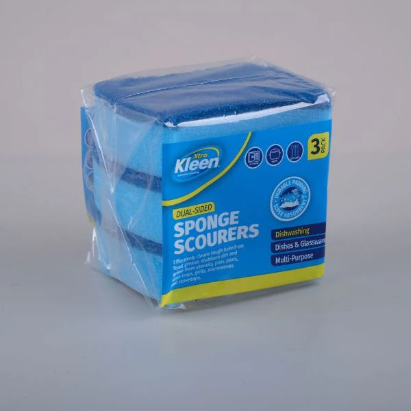 3 Pack Sponge With Top Scourer - 10cm x 8cm x 3cm - Image 2