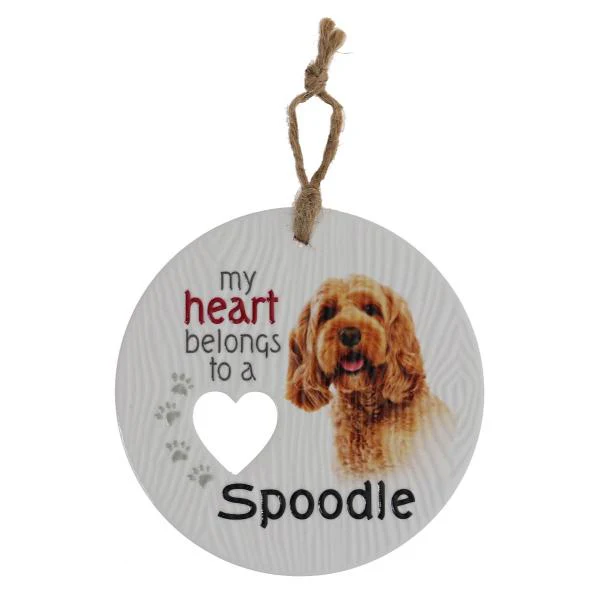 Ceramic Piece Of My Heart Spoodle Hanging Plaque