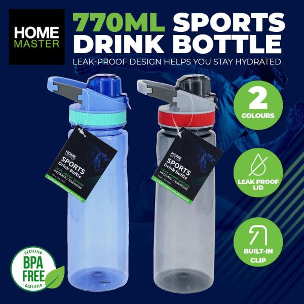 Sports Drink Bottle with Clipped Handle - 770ml - Grey & Blue - Image 2