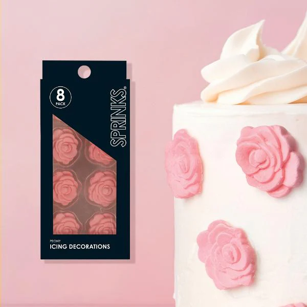 8 Pack Peony Sprinks Icing Decoration