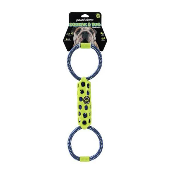 Squeak & Tug Double Tugger Tpr + Rope - 39cm x 12cm x 5cm - Image 2