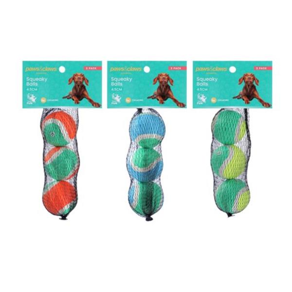 3 Pack Squeaky Balls - 4.5cm