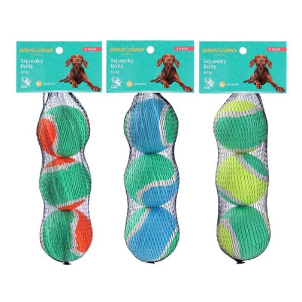 3 Pack Squeaky Balls - 6cm