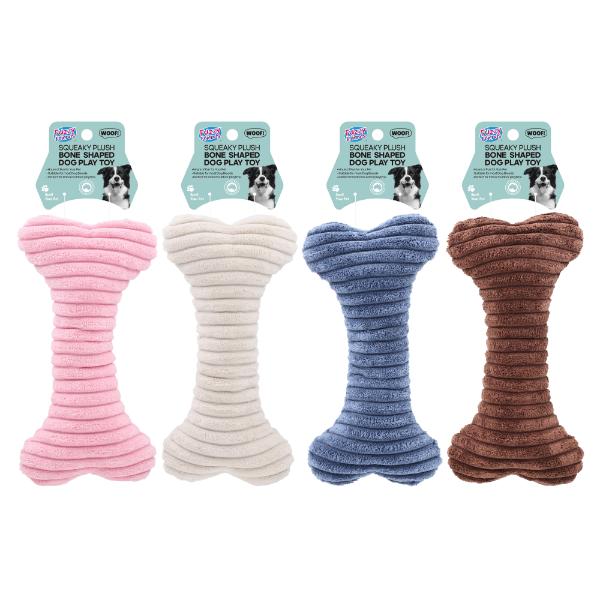 Squeaky Plush Bone Shaped Dog Toy - 23.5cm x 11cm