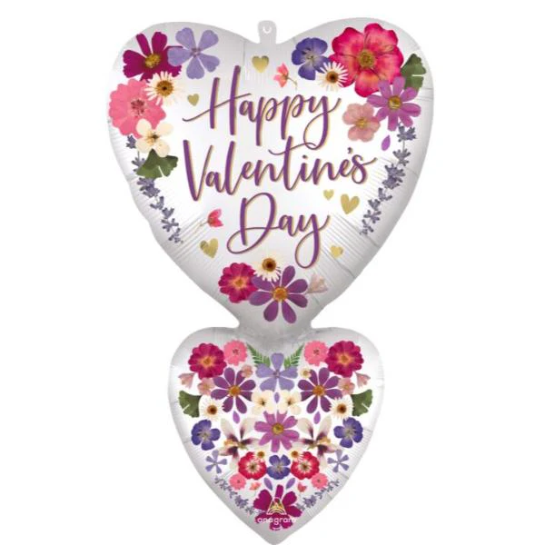 Satin Pressed Flowers Double Heart - 78cm