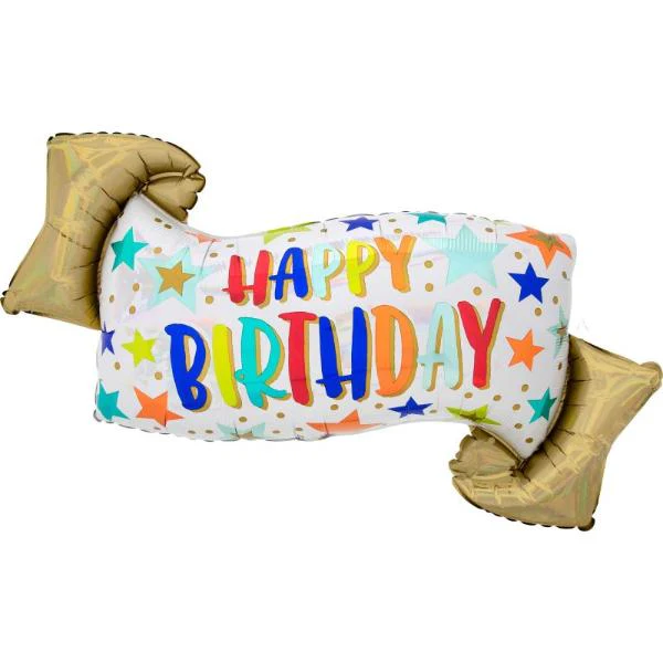 Supershape Iridescent Birthday Banner Foil Balloon - 60cm x 88cm