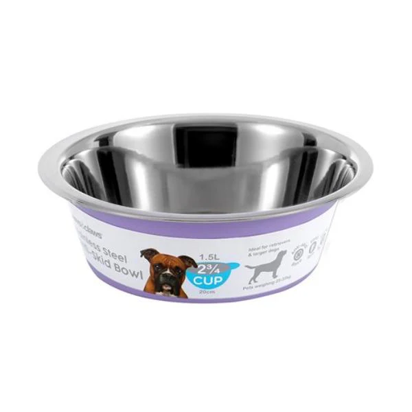 Stainless Steel Anti Skid 1500ml Pet Bowl - 20.6cm x 20.6cm x 6.6cm - Image 3