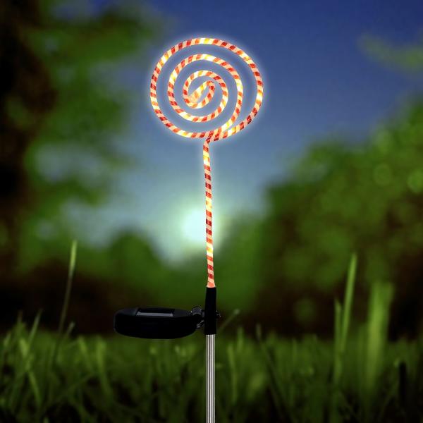 Solar Candy Cane Led Stake Lollypop - 10cm x 10cm - Image 2