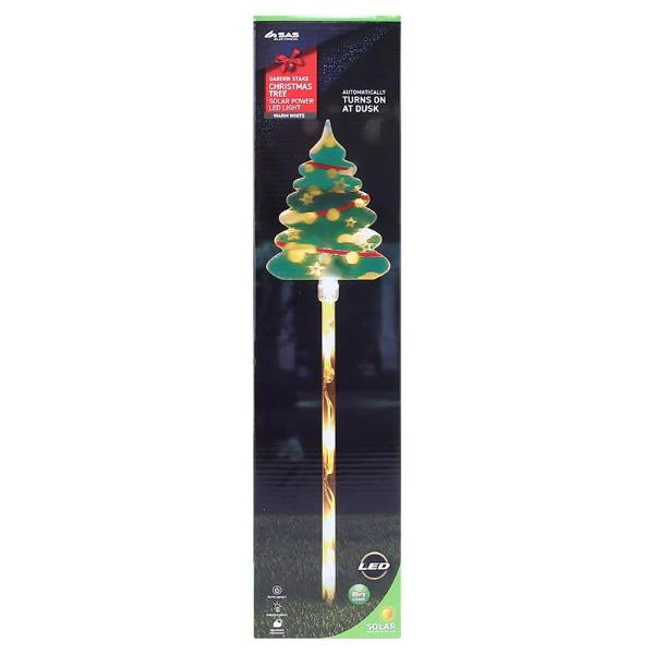 Warm White 2 Functions 5 Led Christmas Tree Solar Light Stake - 8.5cm x 11cm x 50cm
